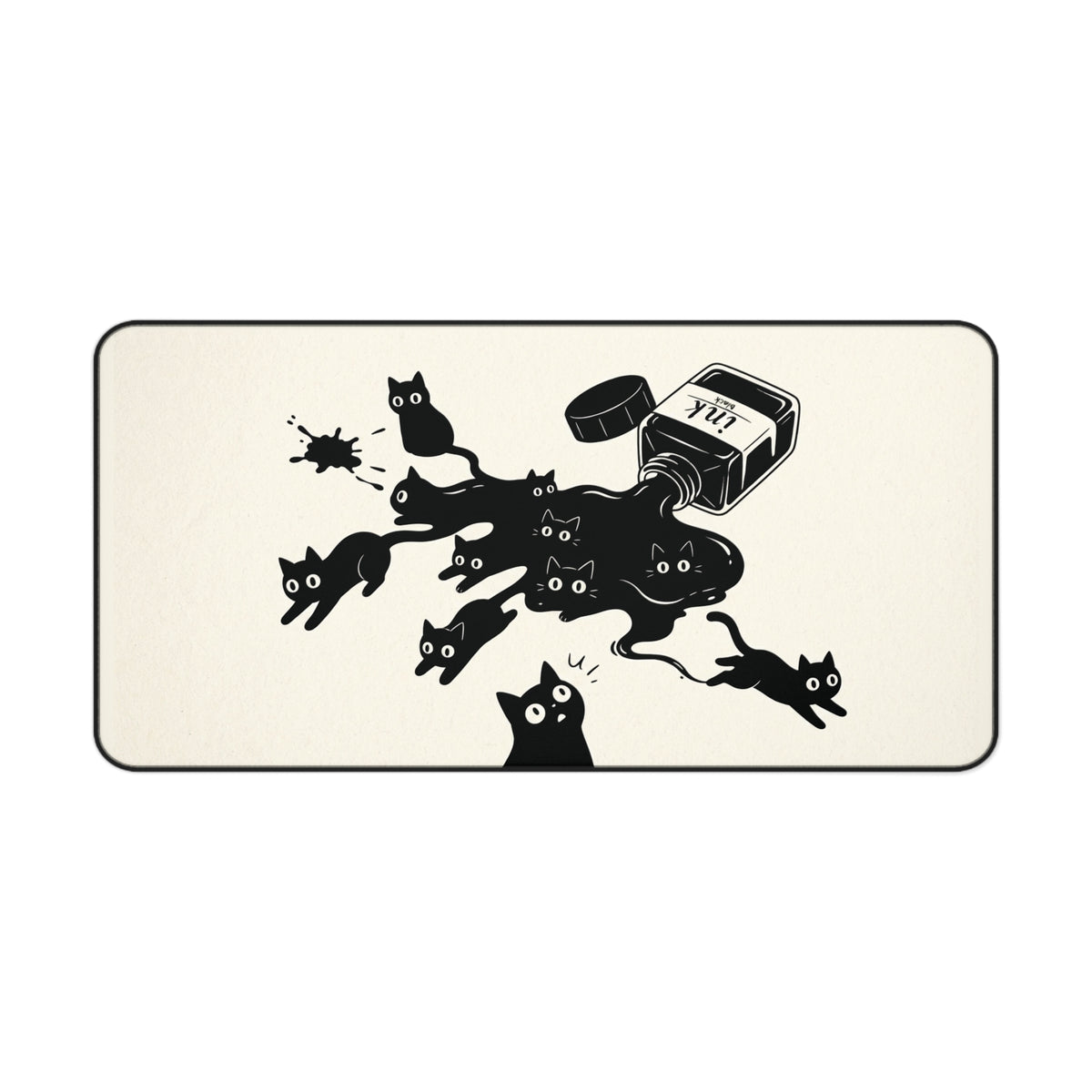 Ink Spill Cats desk mat laid flat in another size