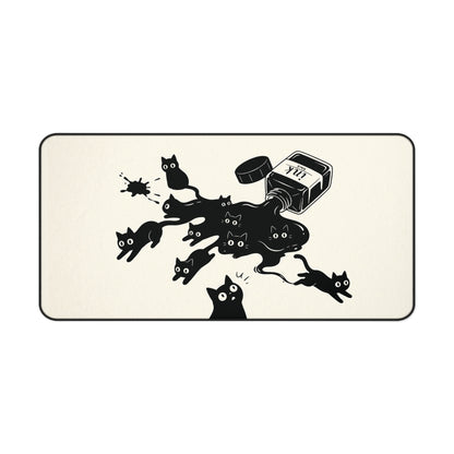 Ink Spill Cats desk mat laid flat in another size