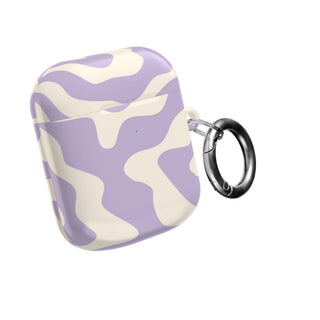 Lavender Swirl AirPods case with carabiner