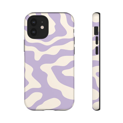 Lilac swirl design flowing without a break from the back around to the side of the case
