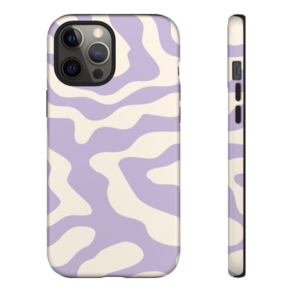 Lavender swirl phone case in muted pastel purple with a smooth, dense colour finish