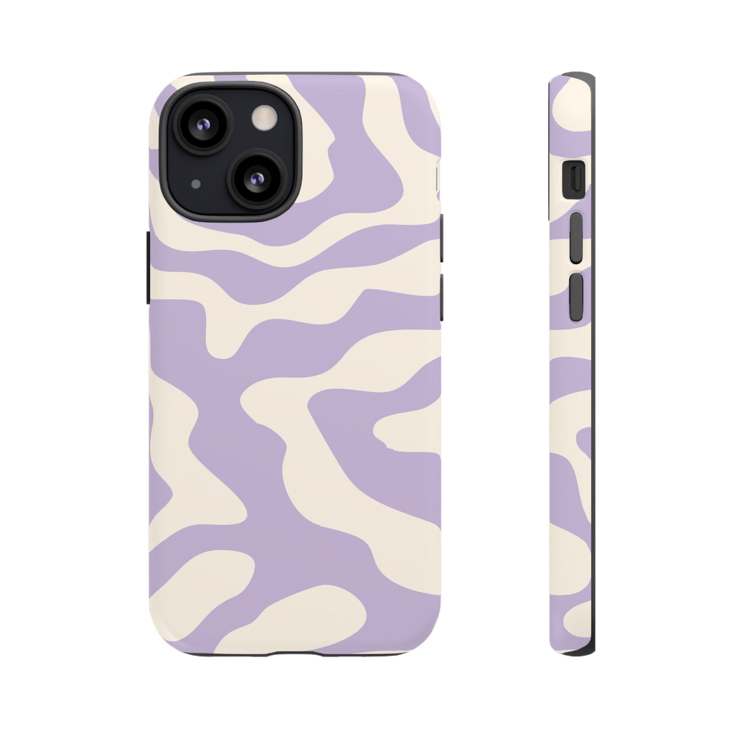 Pale lavender curves against cream, printed at a scale that reads clearly from a distance