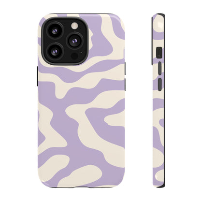 Lavender swirl tough case in dusty pastel purple with warm off-white detailing