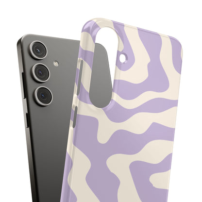 Lavender Swirl snap phone case shown next to the phone