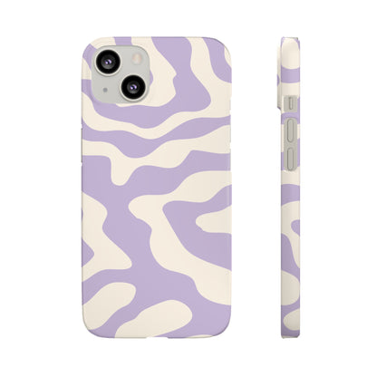 Back and side of the slim Lavender Swirl snap phone case
