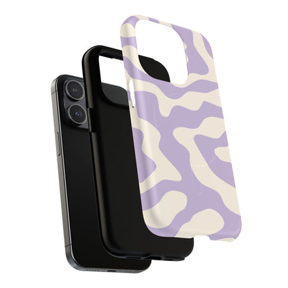 Lavender Swirl MagSafe phone case sliding onto the phone