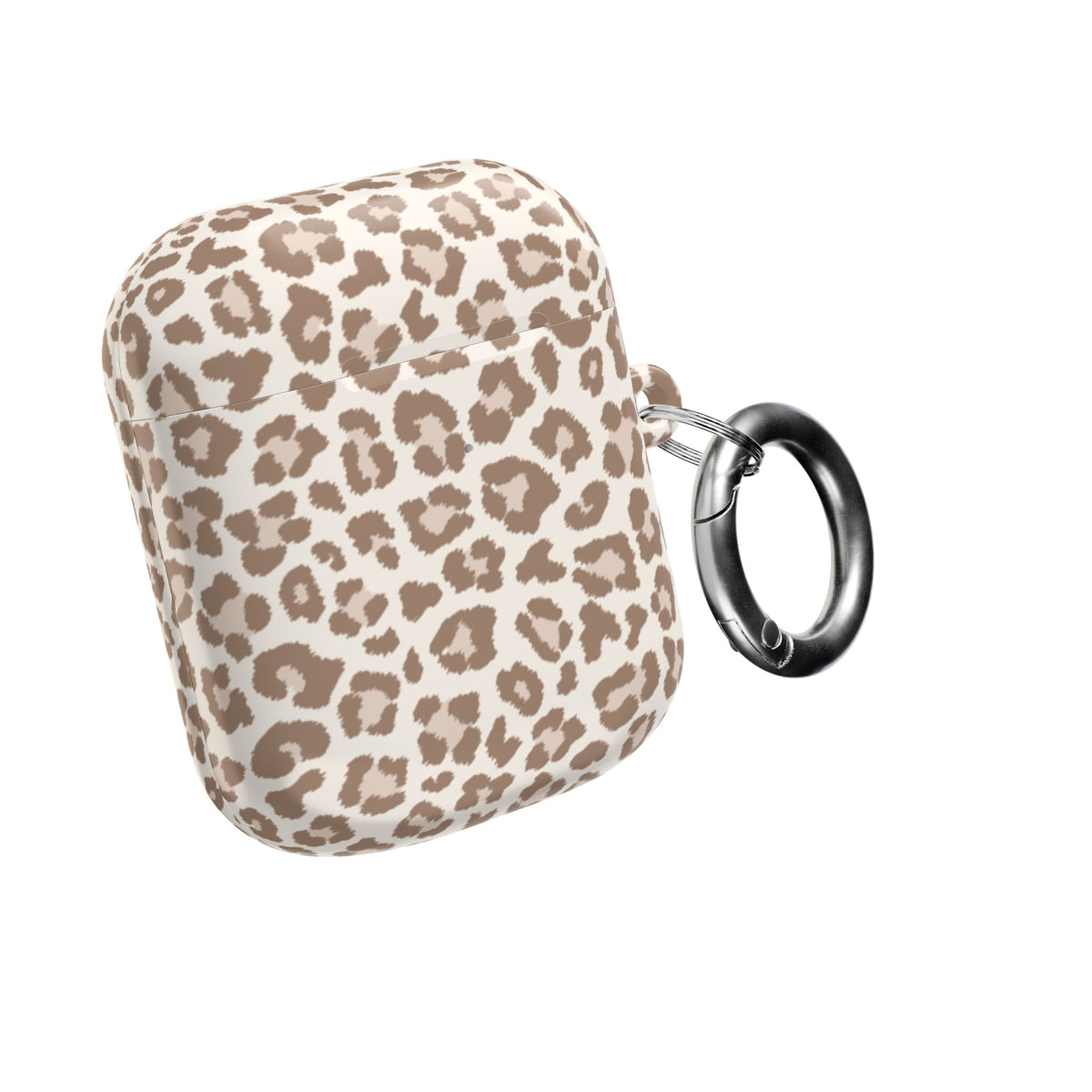 Leopard print AirPods case with carabiner clip