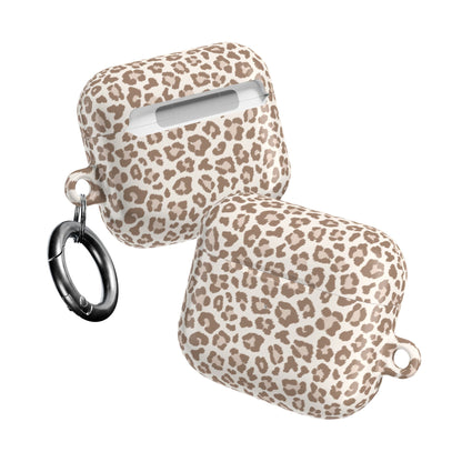 Two leopard print AirPods cases from different angles