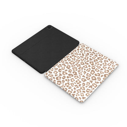 Leopard print iPad case front cover and black back
