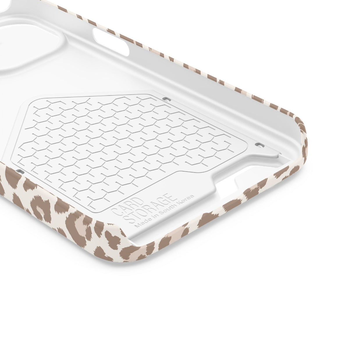 Inside of the Leopard Print phone case with card holder