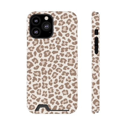 Back and side of the Leopard Print phone case with card holder