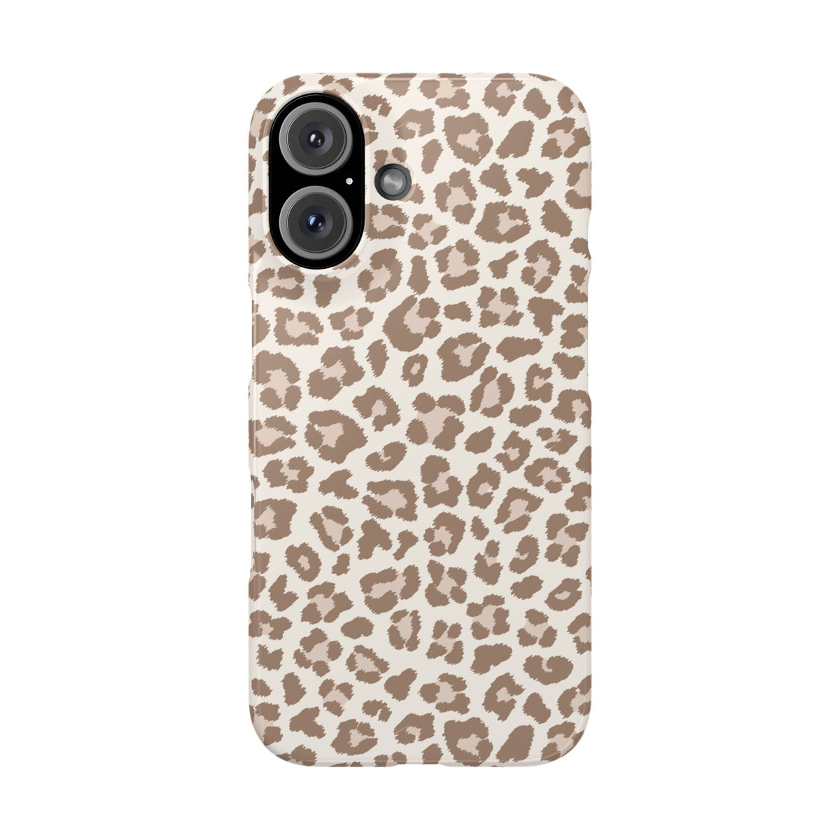Leopard Print snap phone case back view with beige leopard spots