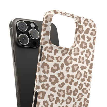 Leopard Print snap phone case shown next to the phone