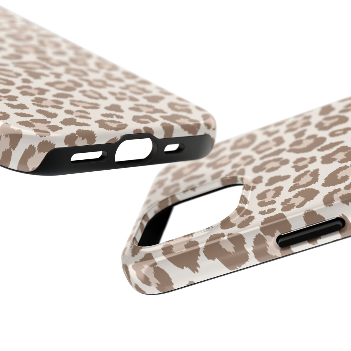 Leopard print tough phone case raised edge detail