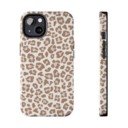 Leopard print tough phone case back and side