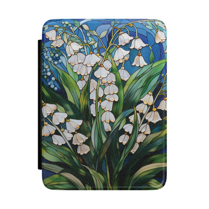 Lily of the Valley Kindle case front cover in stained glass style