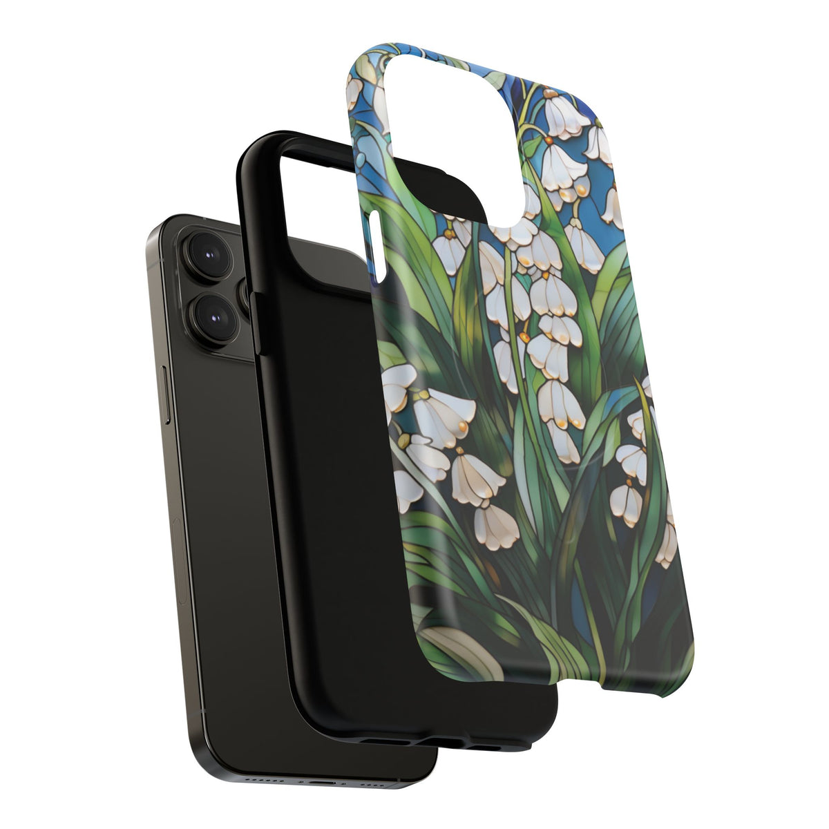 Lily of the Valley MagSafe phone case sliding onto the phone