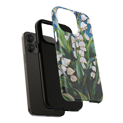 Lily of the Valley MagSafe phone case sliding onto the phone