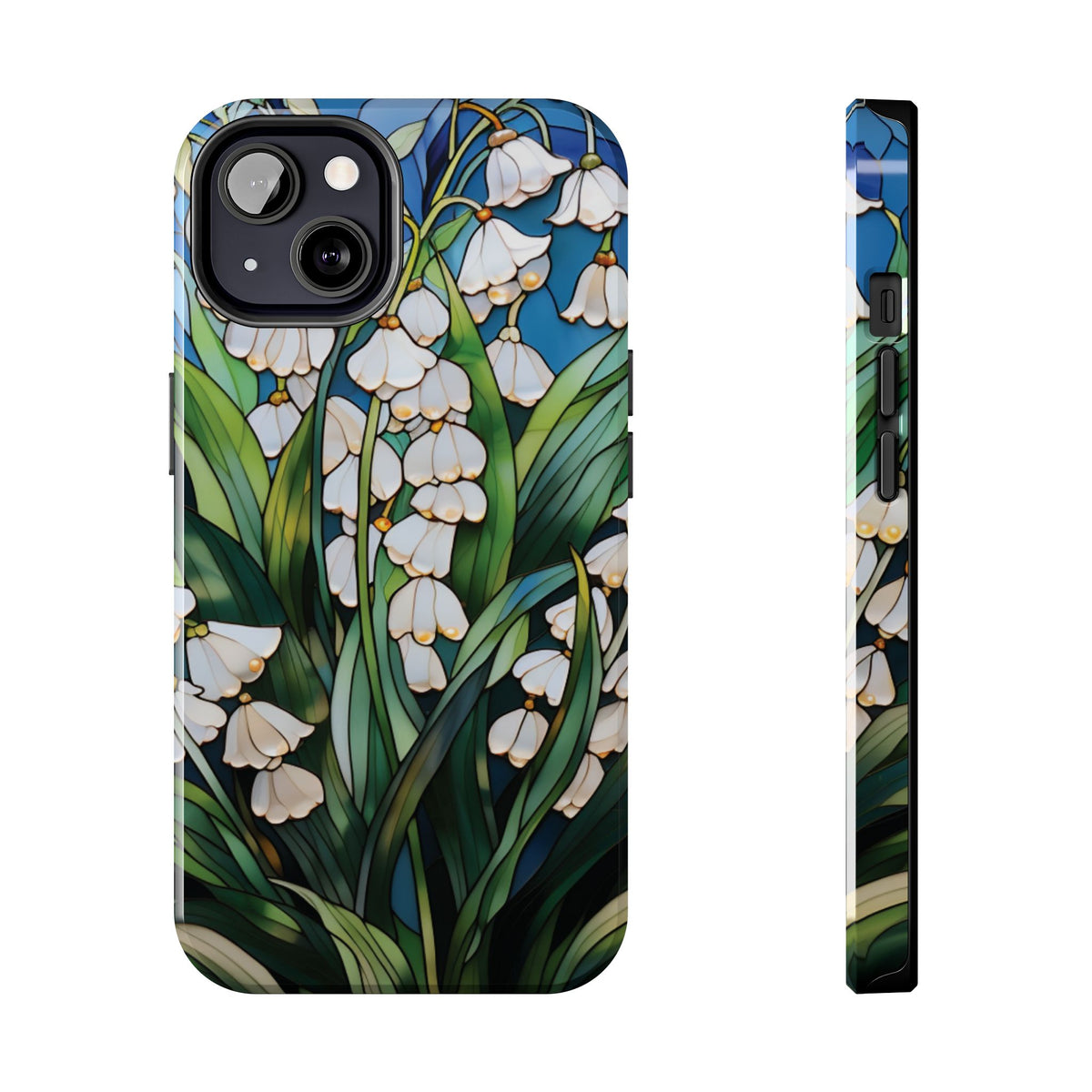 Back and side of the Lily of the Valley tough phone case