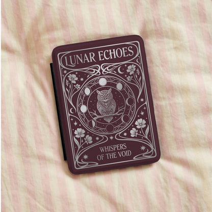Lunar Echoes Kindle case on striped bedding
