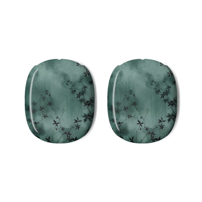 Midnight Garden AirPods Max ear cup covers, green watercolor print with delicate black vines