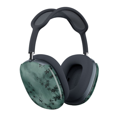 Midnight Garden AirPods Max case, moody emerald botanical print detail