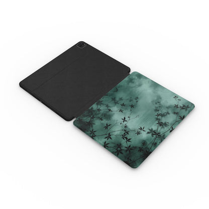 Midnight Garden iPad case, moody emerald botanical print