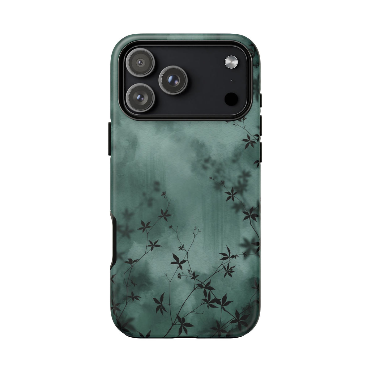 Midnight Garden tough phone case, close-up of the dark botanical print