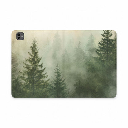 Misty Pine Forest iPad Folio Case | Wallet Cover with Card Pockets