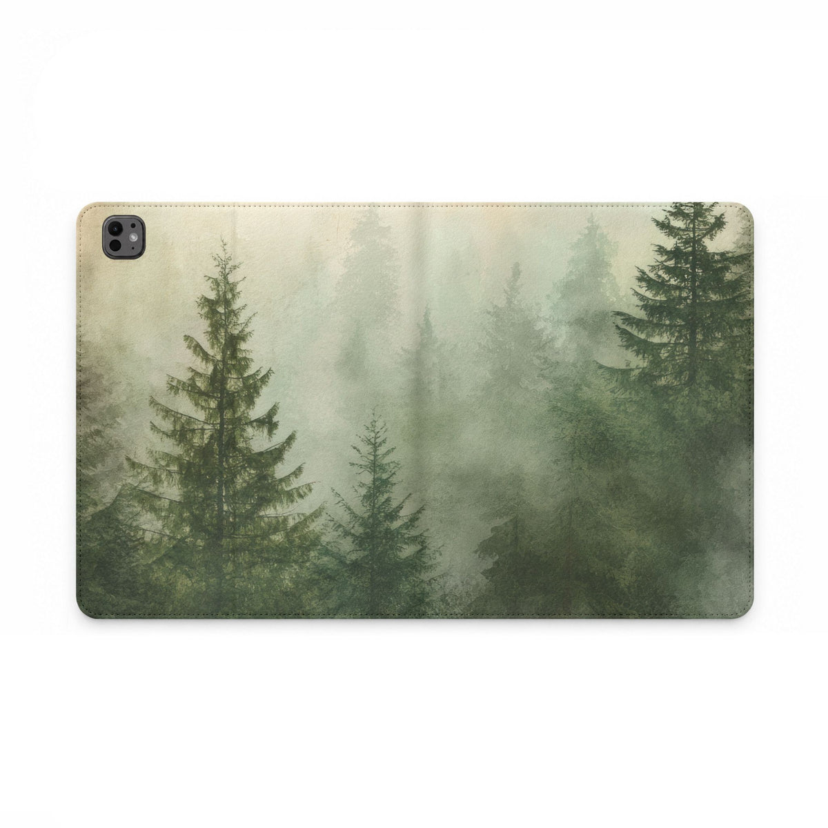Misty Pine Forest iPad Folio Case | Wallet Cover with Card Pockets