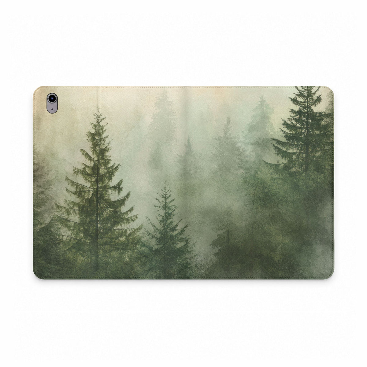 Misty Pine Forest iPad Folio Case | Wallet Cover with Card Pockets