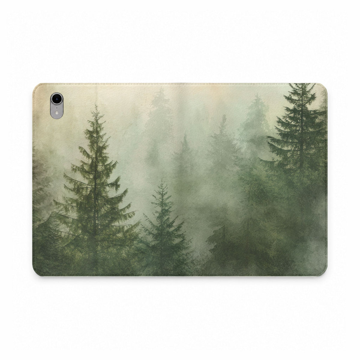 Misty Pine Forest iPad Folio Case | Wallet Cover with Card Pockets