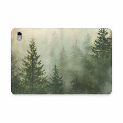 Misty Pine Forest iPad Folio Case | Wallet Cover with Card Pockets