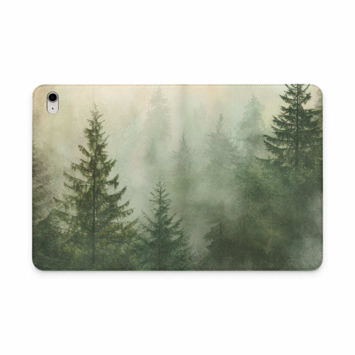 Misty Pine Forest iPad Folio Case | Wallet Cover with Card Pockets