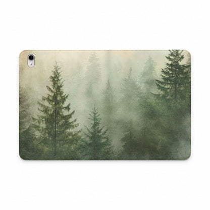 Misty Pine Forest iPad Folio Case | Wallet Cover with Card Pockets