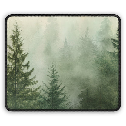 Misty Pine Forest mouse mat with pines fading into fog