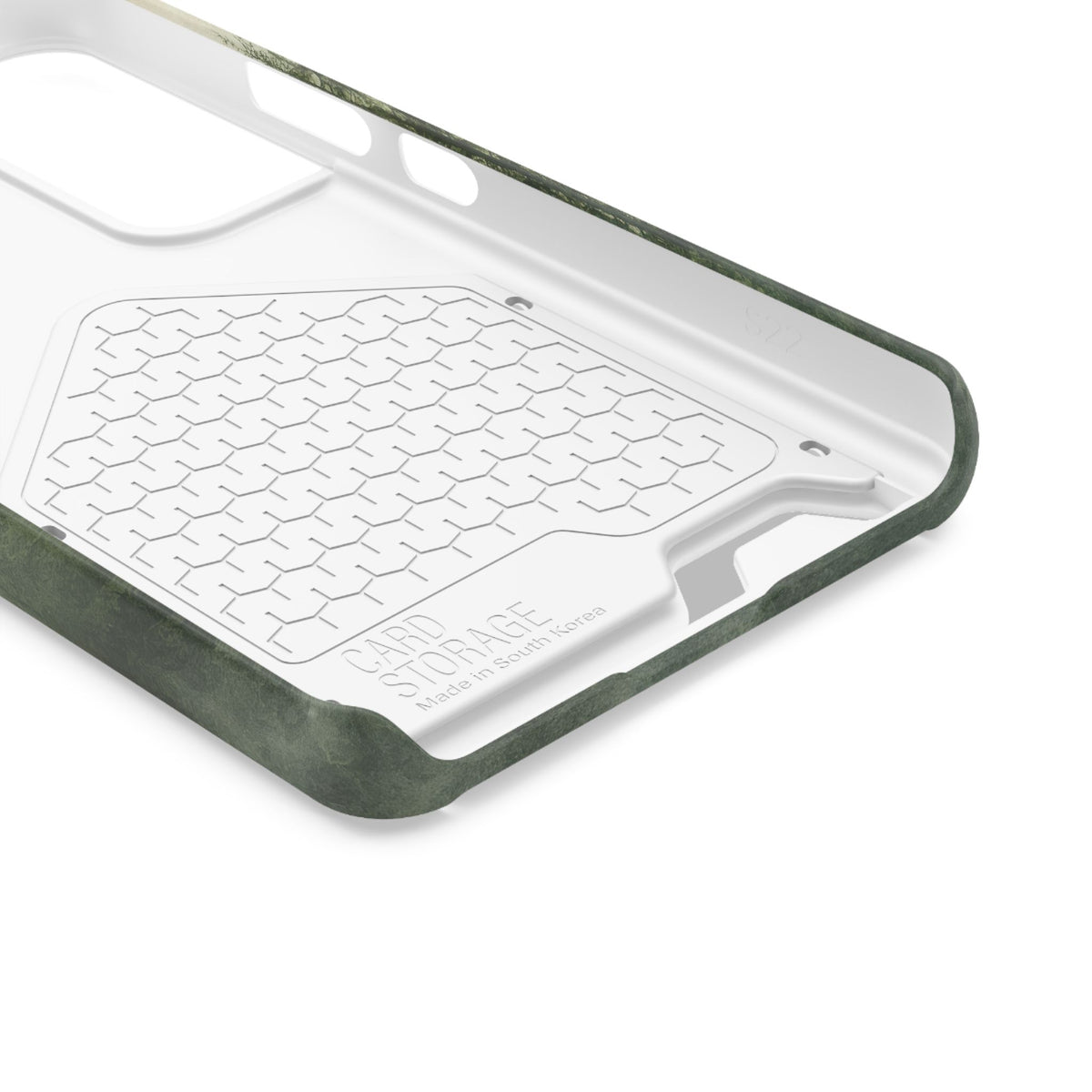 Misty Pine Forest card holder phone case inside of the shell
