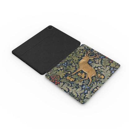 Morris Deer iPad case open, showing the printed front and black back