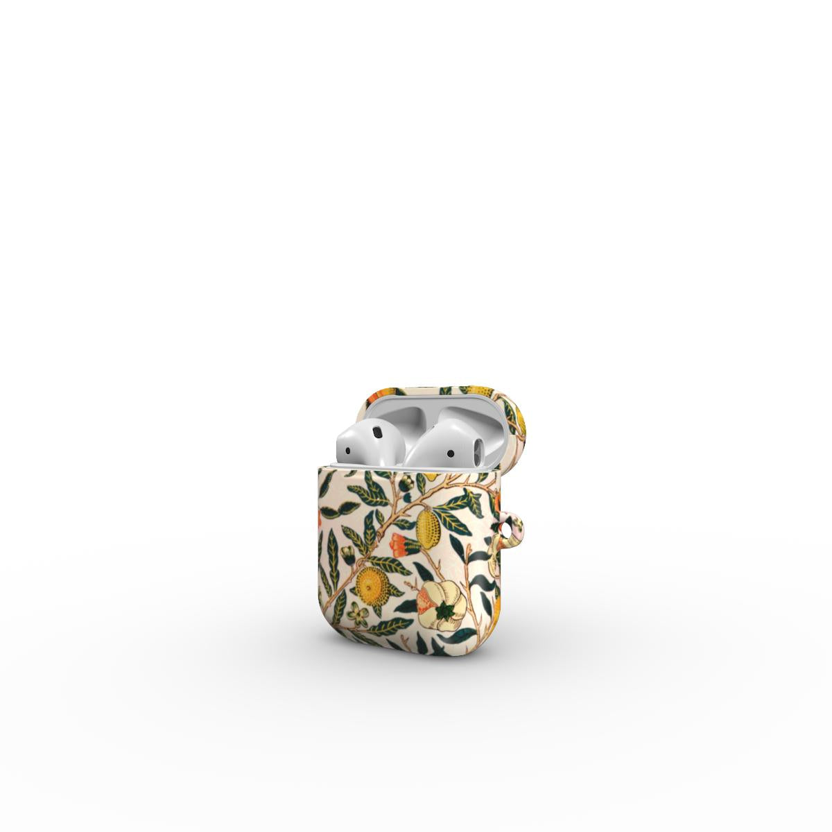 Morris Fruit AirPods case open with AirPods inside