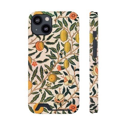 Morris Fruit phone case with card holder back and side view