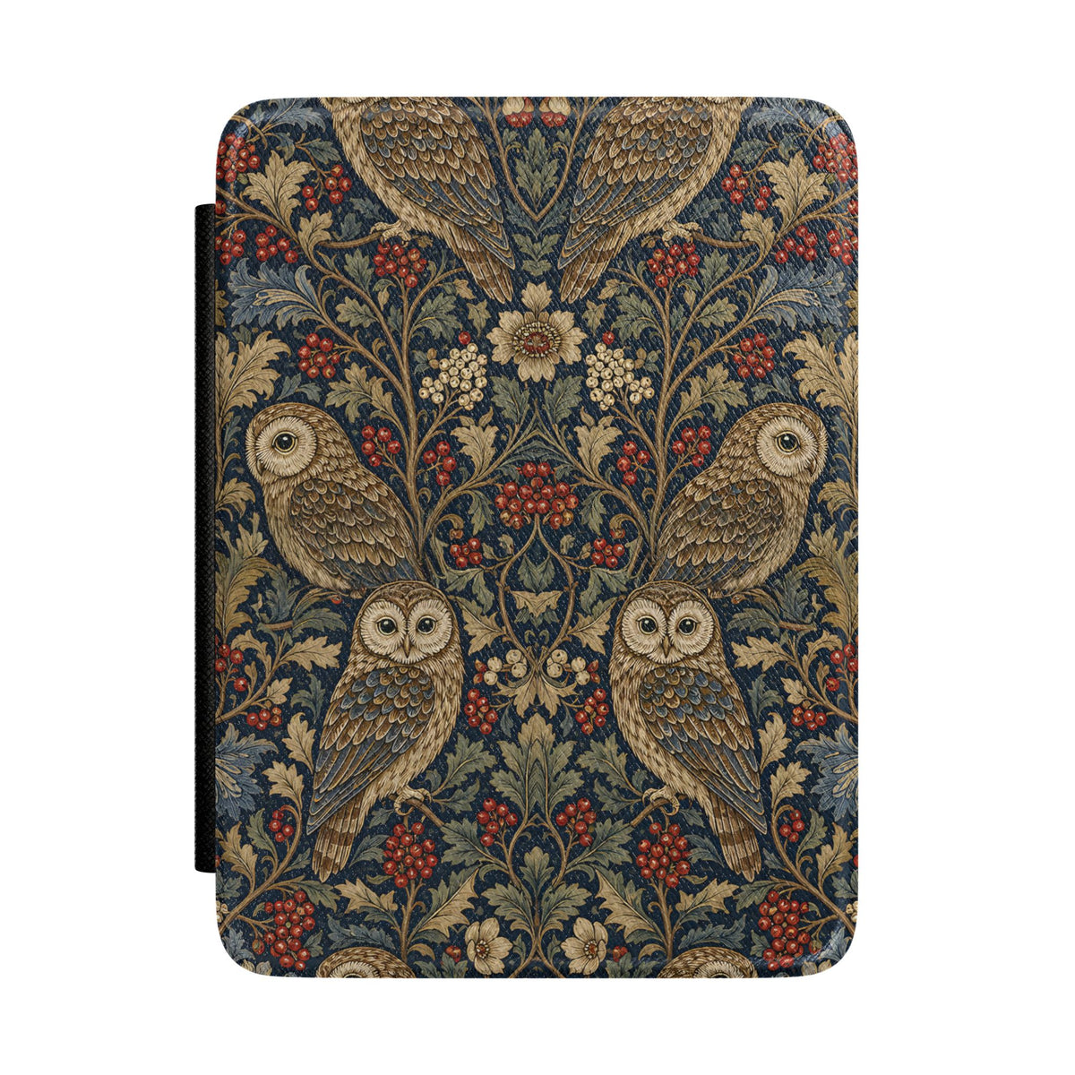 Morris Owls Kindle case front cover with the owl tapestry print