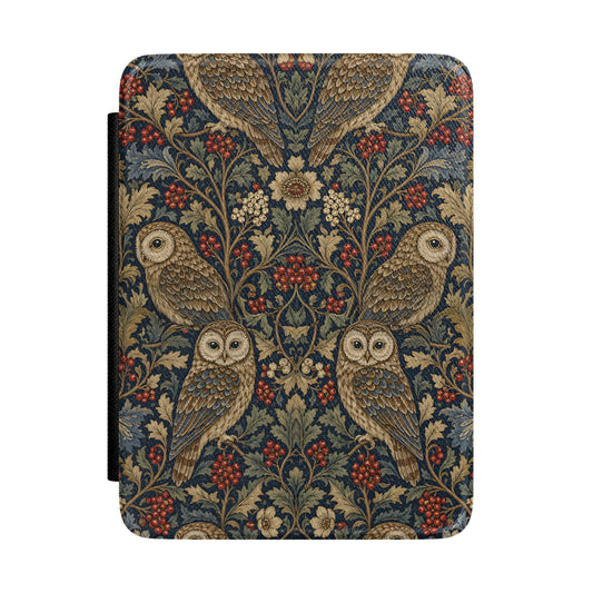 Morris Owls Kindle case front cover with the owl tapestry print