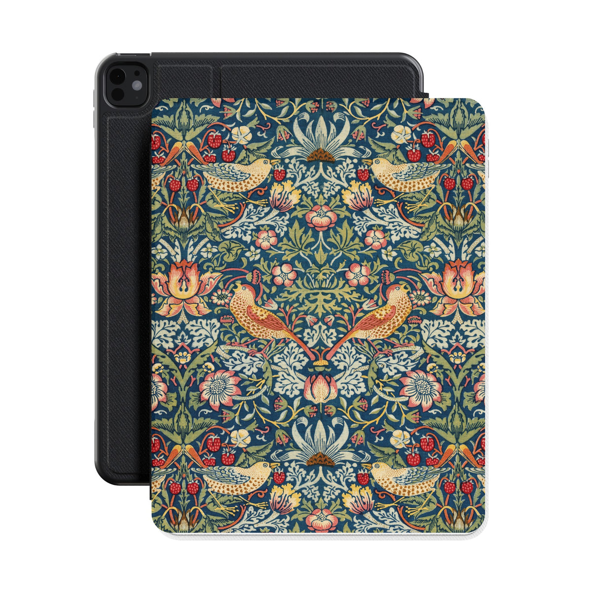 Morris Strawberry Thief iPad case shown with an iPad