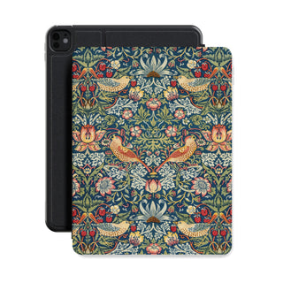 Morris Strawberry Thief iPad case shown with an iPad