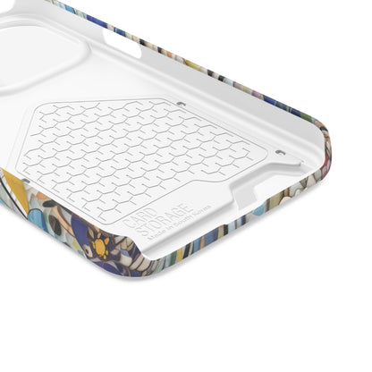 Inside of the Mosaic Meadow phone case with card holder