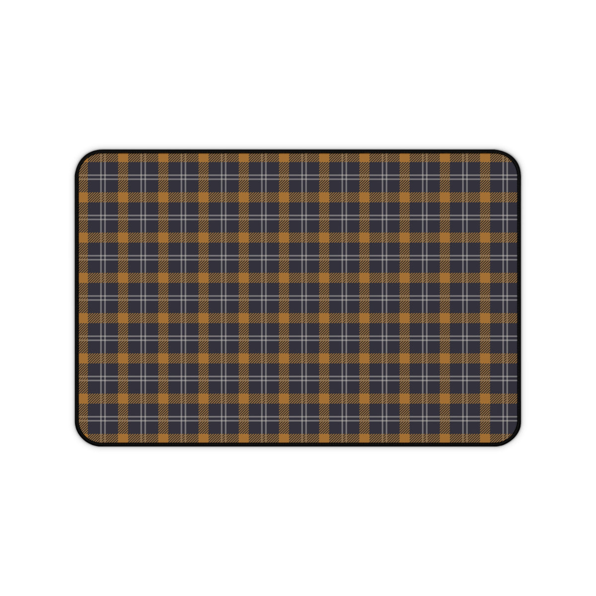 Navy ochre plaid desk mat 12 x 18 inch