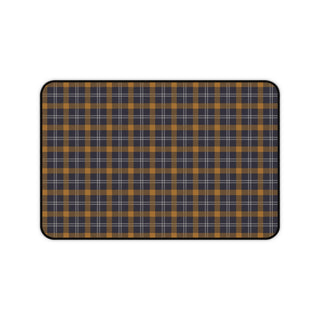 Navy ochre plaid desk mat 12 x 18 inch