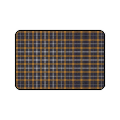 Navy ochre plaid desk mat 12 x 18 inch