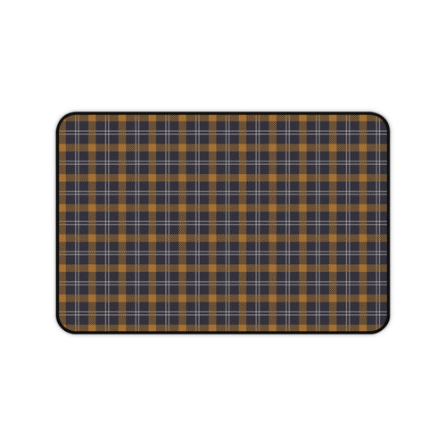 Navy ochre plaid desk mat 12 x 18 inch