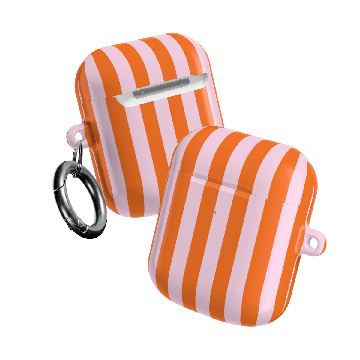 Orange Cabana Stripe AirPods case closed back view